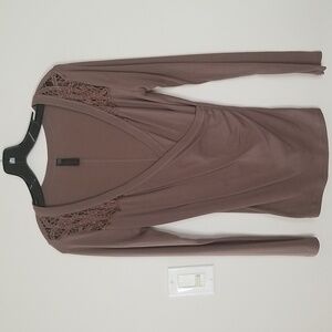 Tee shop womens wrap v neck longsleeve top with cut out detail